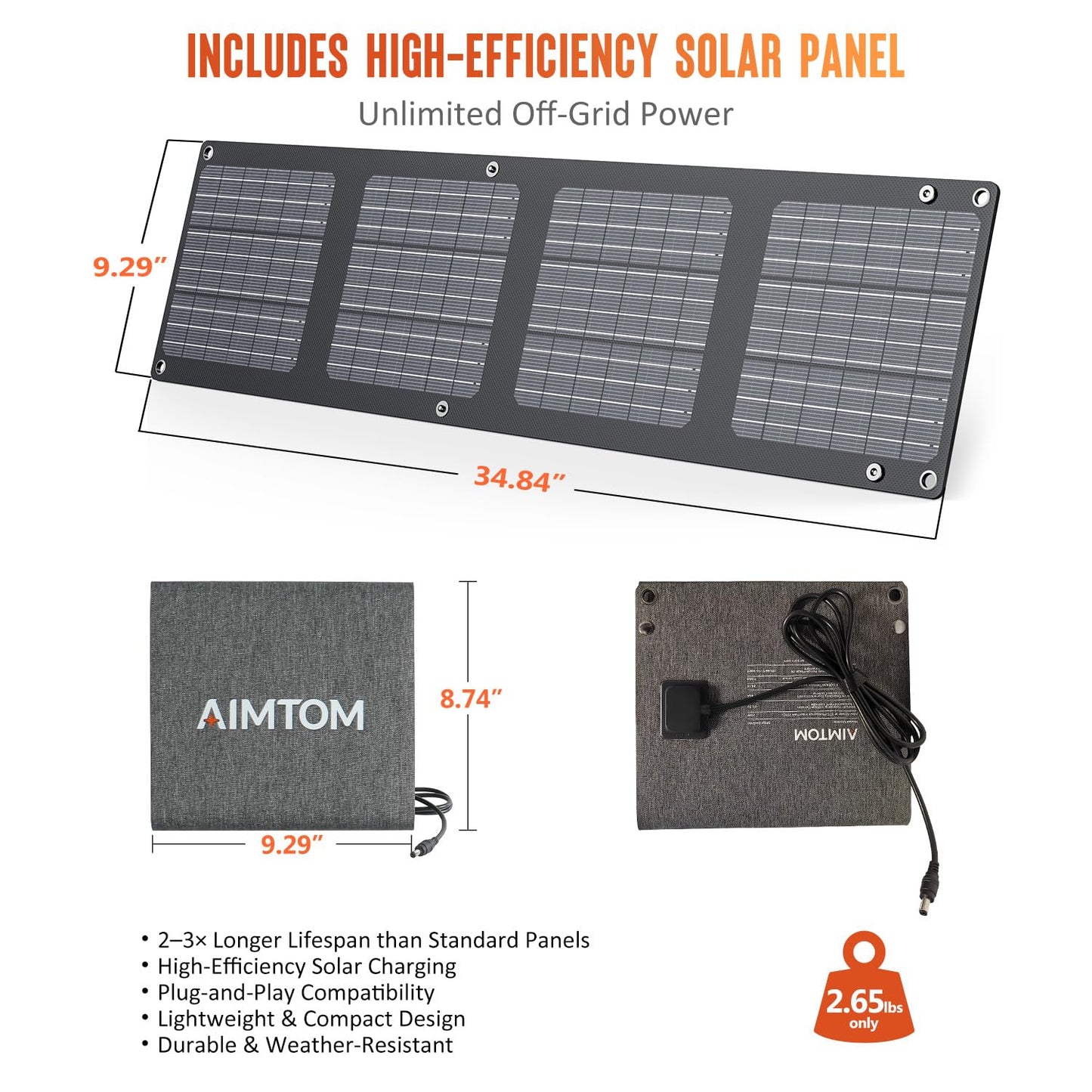 AIMTOM 200W Portable Power Station with 30W Solar Panel Bundle – 173Wh Lithium Battery, 250W Peak AC, USB-A, USB-C and 12V DC Outputs, High-Efficiency Solar Generator for Camping RV Emergency Backup