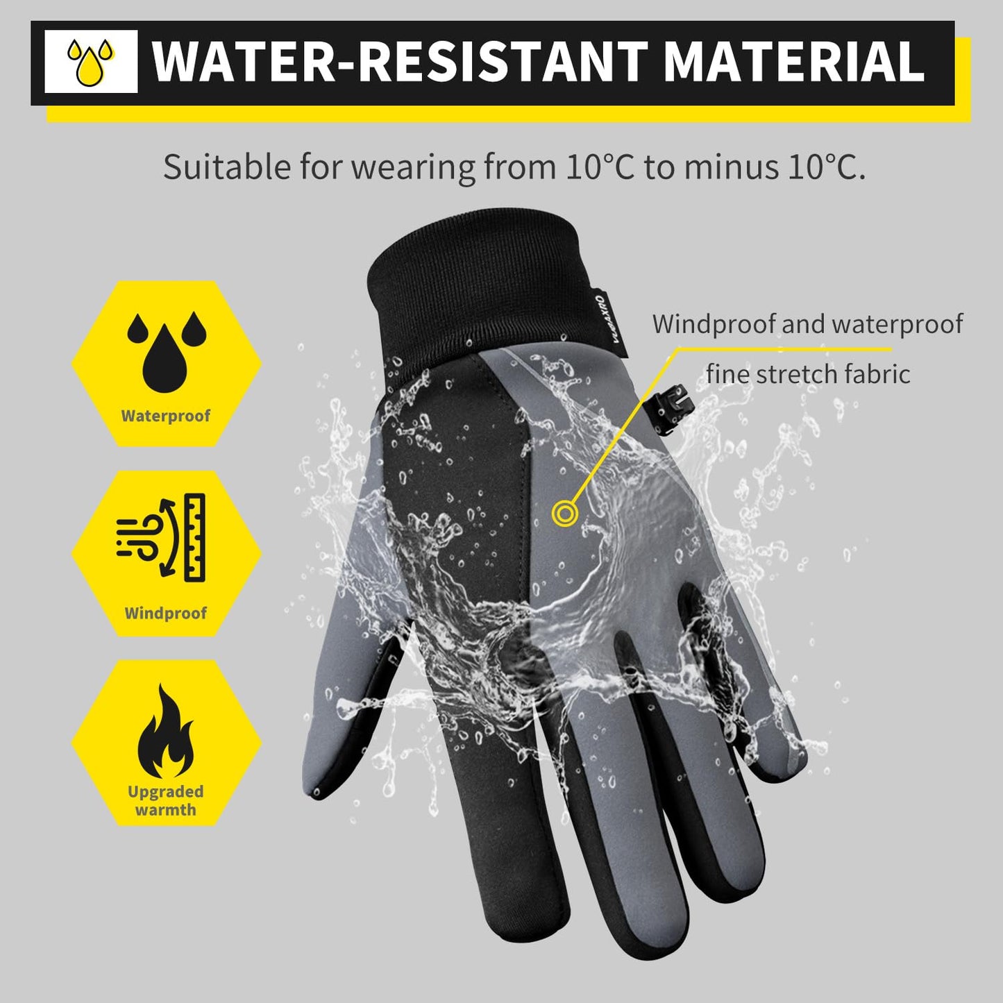 VUBAXRO Winter Gloves for Men Women Warm Gloves Cold Weather Touch Screen Water Resistant Anti-Slip for Running Cycling Bike (X-Large)