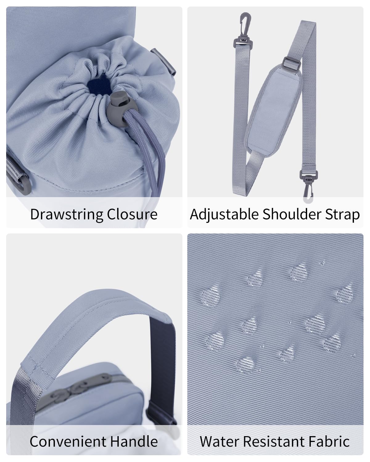 Wandering Nature Water Bottle Holder with Strap 32oz Insulated Water Bottle Carrier Sling Bag with Phone Pocket Water Bottle Pouch for Hiking Walking, Blue (Patent Pending)