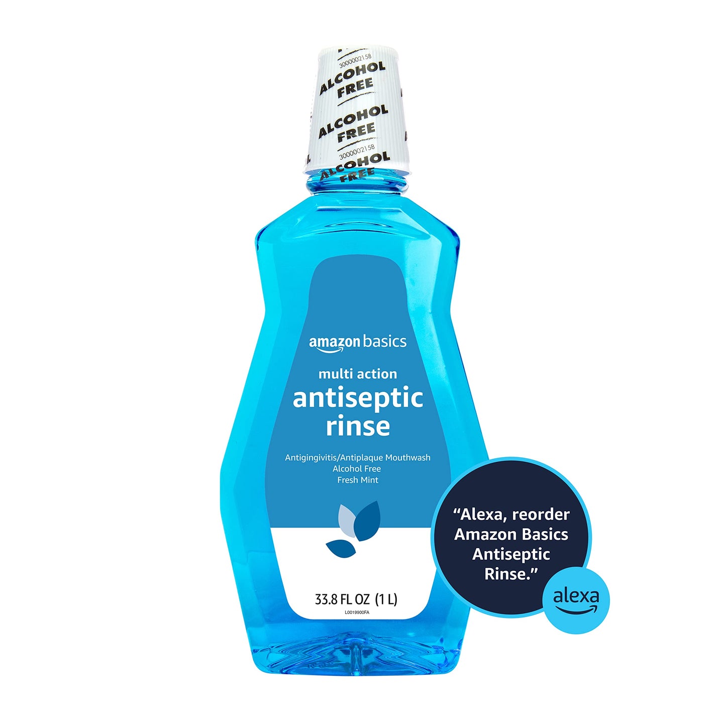 Amazon Basics Multi Action Antiseptic Rinse, Alcohol Free, Fresh Mint, 1 Liter, 33.8 Fluid Ounces, 2-Pack (Previously Solimo)