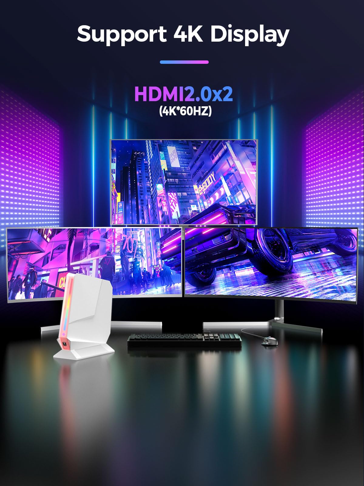 TOPGRO T1-Pro Mini Gaming PC Core i9-13900HK/RTX4060 8G GDDR6, Gaming Computer 64GB RAM DDR5, 2TB PCIe4.0 SSD, Adjustable RGB Light, WiFi6E/BT5.3/2.5G LAN 4K@60Hz Win11 Pro High-Performance Desktop PC