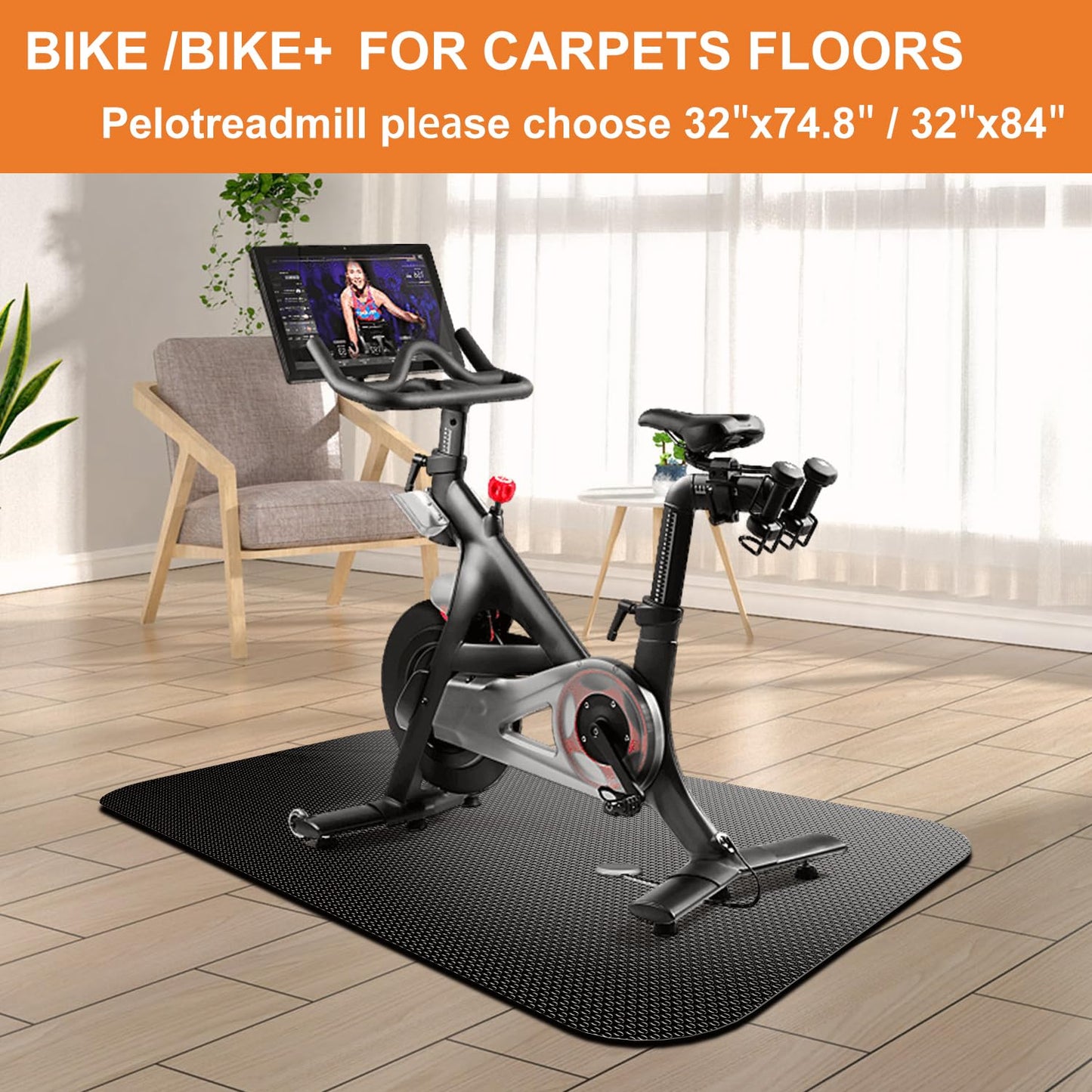 Treadmill Mat,Bike Mat,Stationary Bike Mat,Foldable Treadmill Mat for Hardwood Floors and Carpet.for Exercise Bike,Exercise Equipment Indoor Cycles,Rowing Elliptical (23.6" X 47.5")