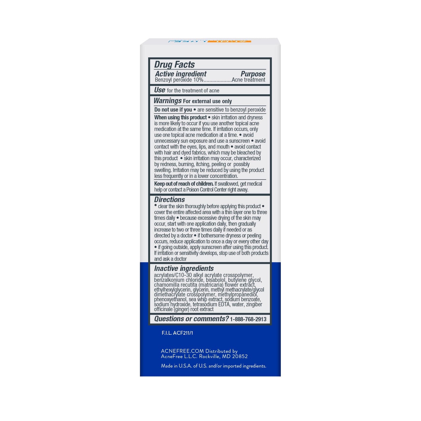 AcneFree Terminator 10 Acne Spot Treatment with Benzoyl Peroxide 10% Maximum Strength Acne Cream Treatment, 1 Ounce - Pack Of 1