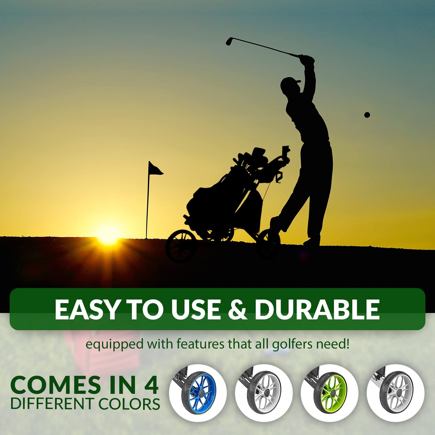 Caddytek CaddyLite EZ Fold V8 Golf Push Cart – Lightweight 3-Wheel Collapsible Trolley with Folding Button, Cooler Basket, Umbrella & Phone Holder, Magnetic Pad, Bag Straps