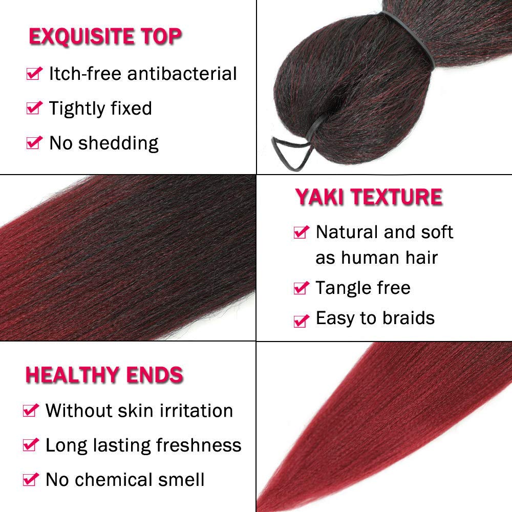 Alrence Pre Stretched Braiding Hair Long Braid 26 Inch 8 Packs Professional Braiding Hair Extensions Synthetic Crochet Twist Braids (26 Inch, T1B/Bug)