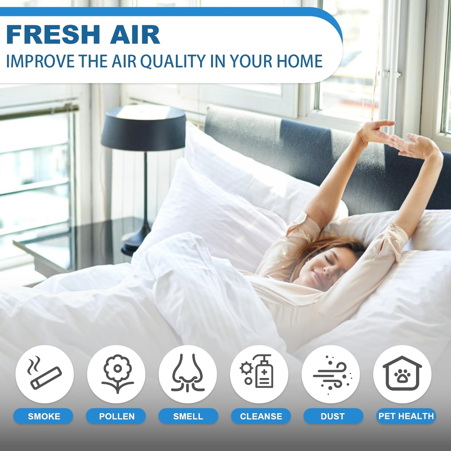 Air freshener (White) - for home, bedroom and office - Essential oil aroma diffuser with LED coloured night light with soothing water flow sound - Water filtered air purifier for pets and smokers.