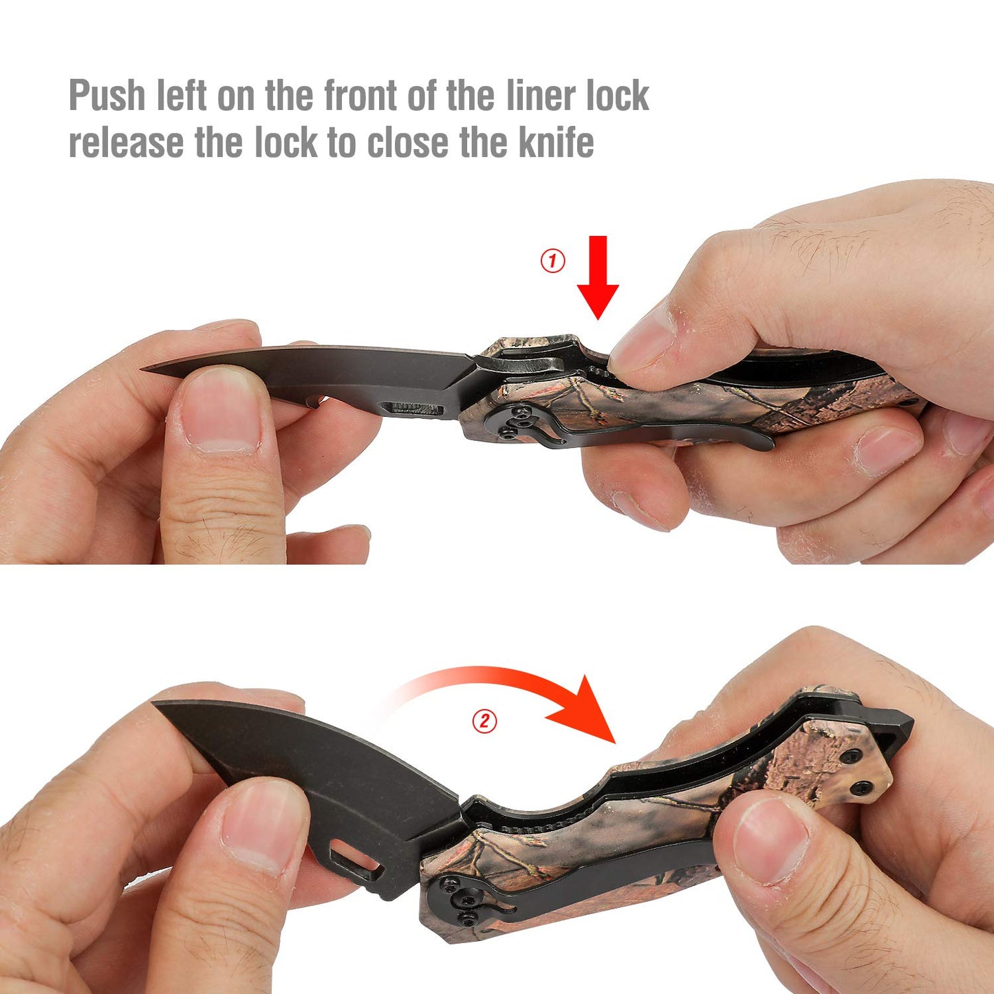 Mossy Oak Mini Folding Pocket Knife for Men, Camo Pocket Knife with Bottle Opener and Glass Breaker - Stainless Steel Drop Point Blade EDC Multi-tool (Camo)
