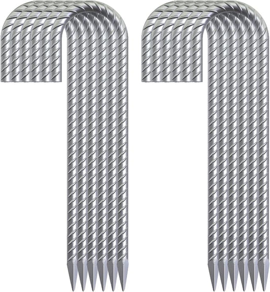 55 Pack 12" Galvanized Rebar Stakes Heavy Duty J Hook Ground Anchors, Curved Steel Tent Stakes Anti Rust Steel Ground Stakes