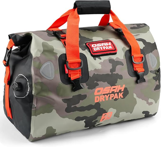 Waterproof Duffel Bag - Motorcycle Dry Bag Tail Bag with Large Storage Space, Waterproof Luggage Duffle Bags with Outer Mesh Zipper Pocket for Camping, Kayaking, Fishing & Traveling