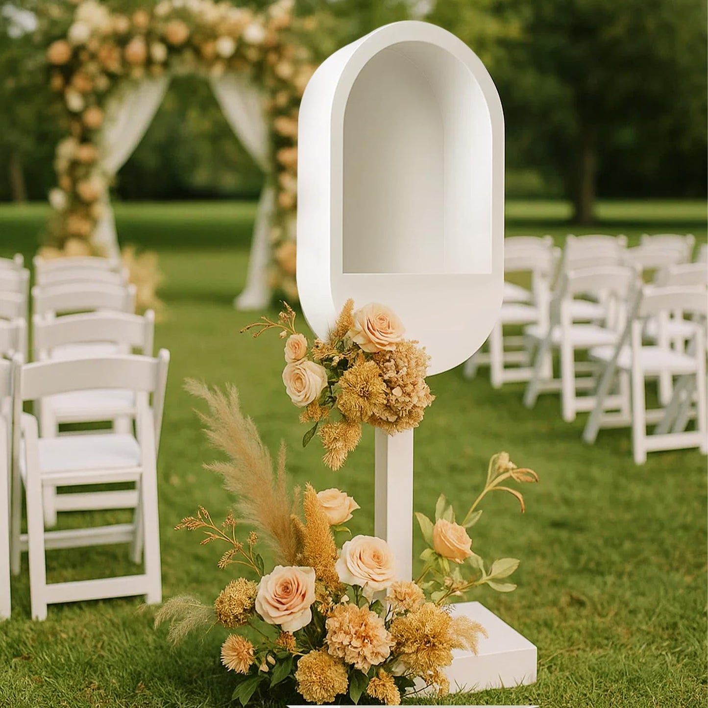 ZLPOWER Audio Guest Book Stand Phone Booth for Wedding Party Leave a Message Video Phone Wedding Decoration Telephone Booth Box Audio Guestbook Stand White Recording Table