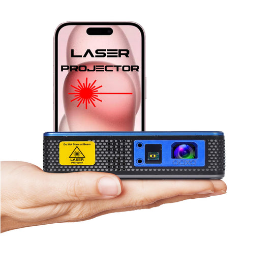 AAXA M8L Brightest Laser 2.5 Hour Battery HD Mini Projector 1200 Laser Lumens, Ultra Portable Business or Outdoor EKeystone Efocus Android Onboard USBC Mirroring HDMI
