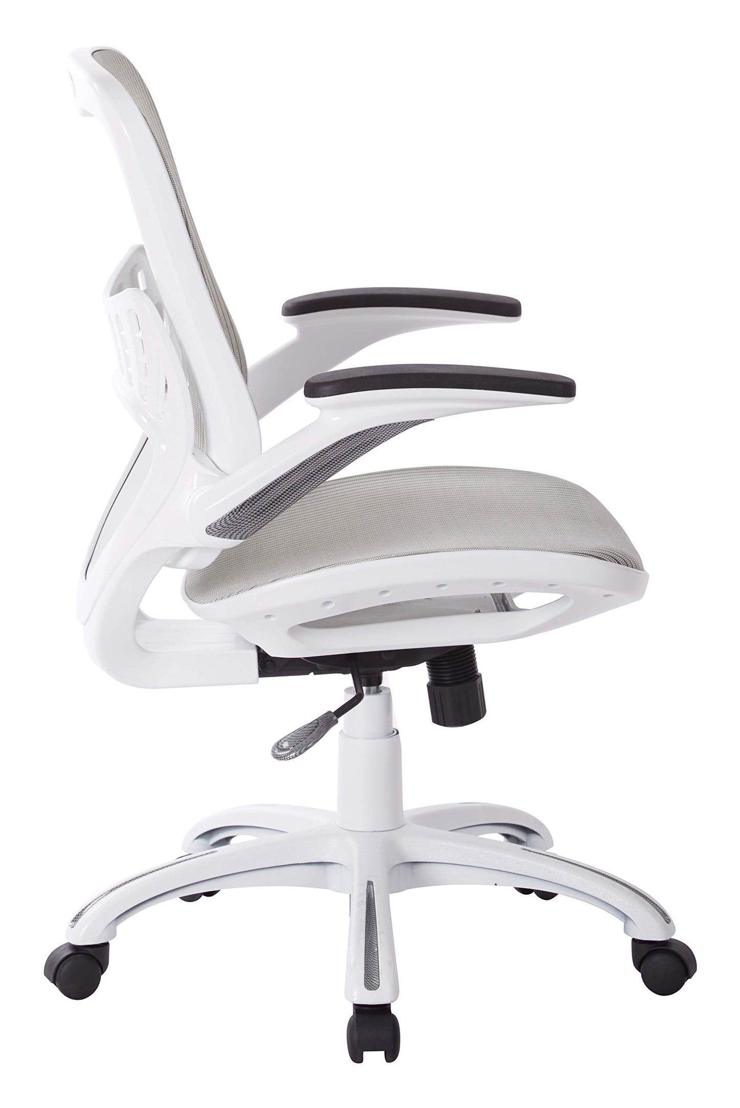 Office Star Ventilated Manager's Office Desk Chair with Breathable Mesh Seat and Back, White Base, White
