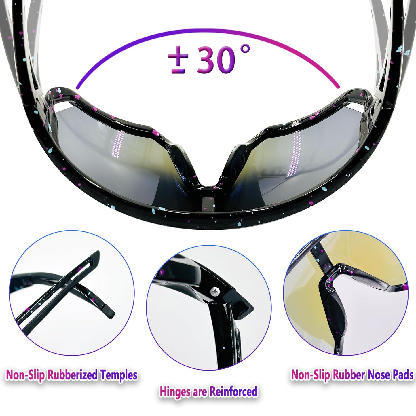 IKTOD Kids Sunglasses Youth Baseball Sunglasses for 8-12-14 Boys Girls,UV Polarized Sports Cycling Skiing for Men Women-K007 (KS-09)