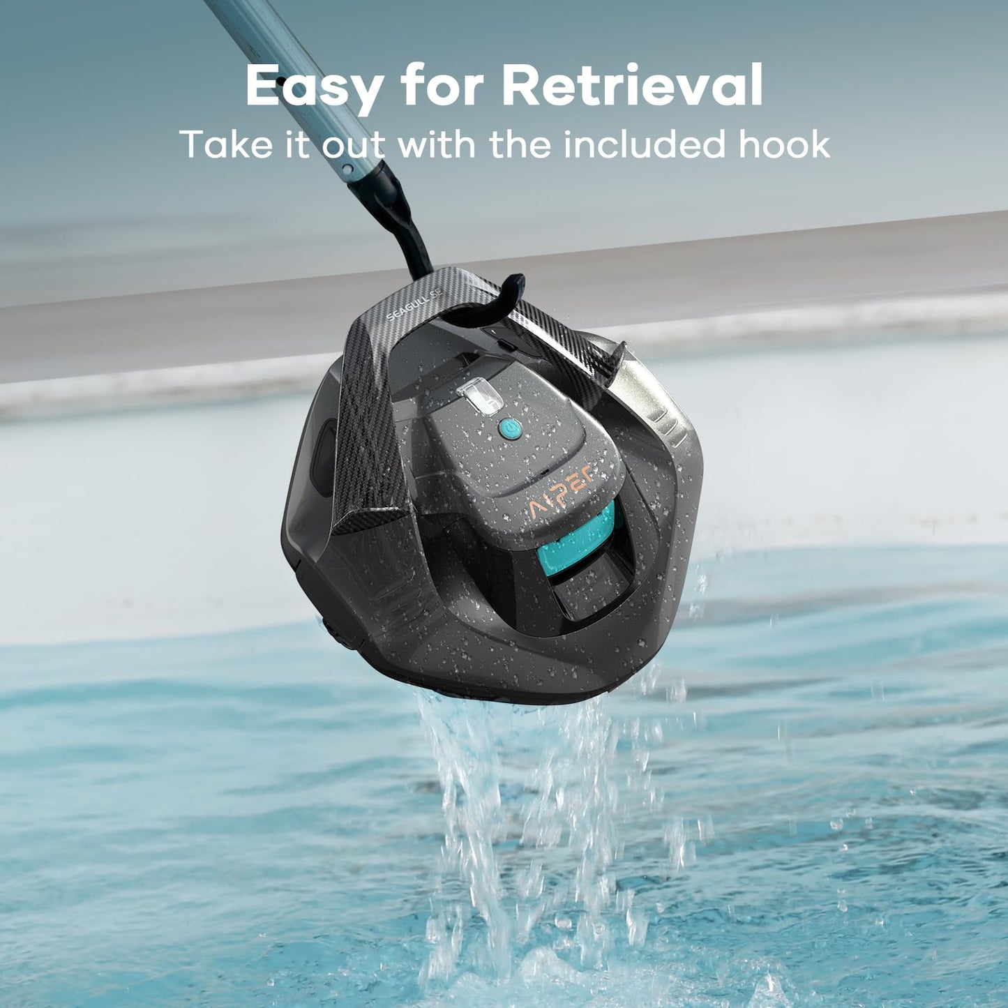 AIPER Cordless Robotic Pool Vacuum, Self-Parking Technology, Portable, Ideal for Above-Ground Flat Pool up to 40 Feet, White (Renewed)