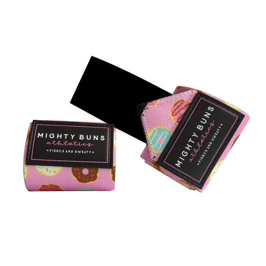 Mighty Buns - Wrist Wrap, Wrist Support for Women, Wrist Brace For Heavy Lifting, Wrist Wraps with Thumb Loops, Elastic, Stylish, & Non-Toxic, 18 Inches Long x 3 Inches Wide, Pink, 1 Pair