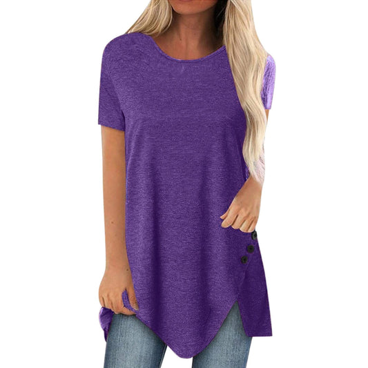 Aniywn Women's Plus Size Sweatshirt Tops Ladies Baggy Short/Long Sleeve Thin Solid/Printing Pullover Blouse T Shirts