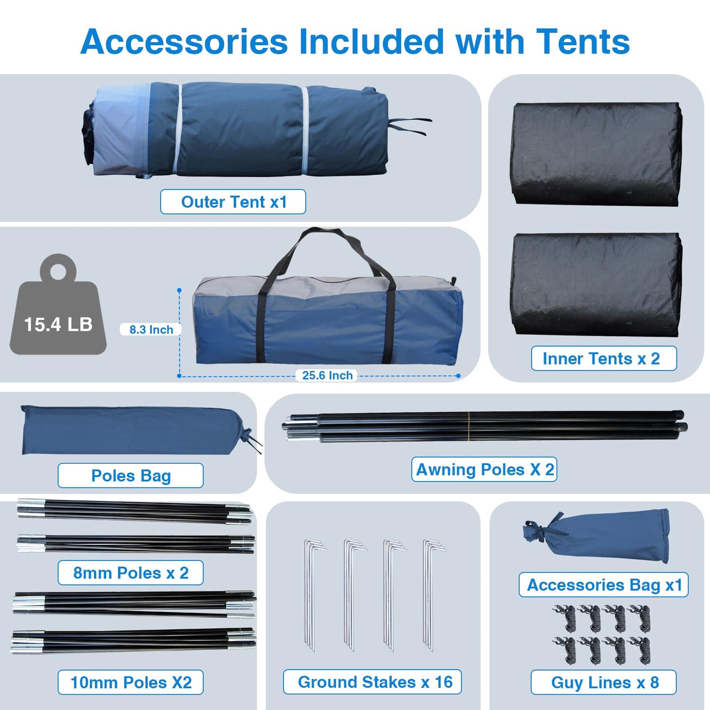 Thinlute 2-4 Person Family Camping Tent with Porch, Weatherproof Camping Shelter with Rainfly, 2 Room Easy Set Up Family Tent with Living Area for Outdoor, Backyard, Hiking