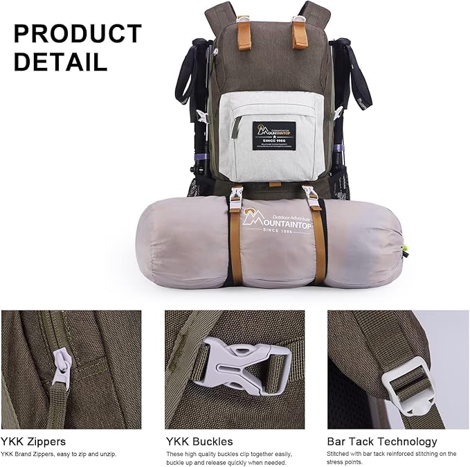 MOUNTAINTOP 40L Hiking Backpack Lightweight Travel Backpack for Men&Women Outdoor Camping Backpacking