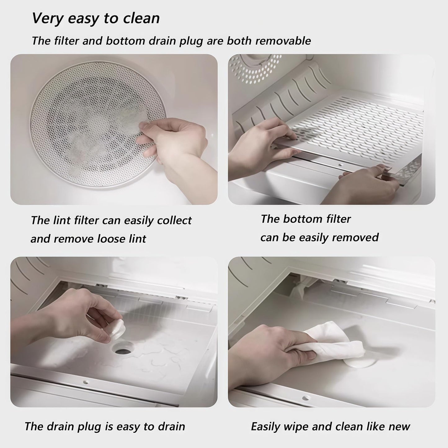 WENMEE Ultra Quiet Pet Dryer Box for Cats - Low Noise Electric Blower with Towel, Brush & Grooming Accessories