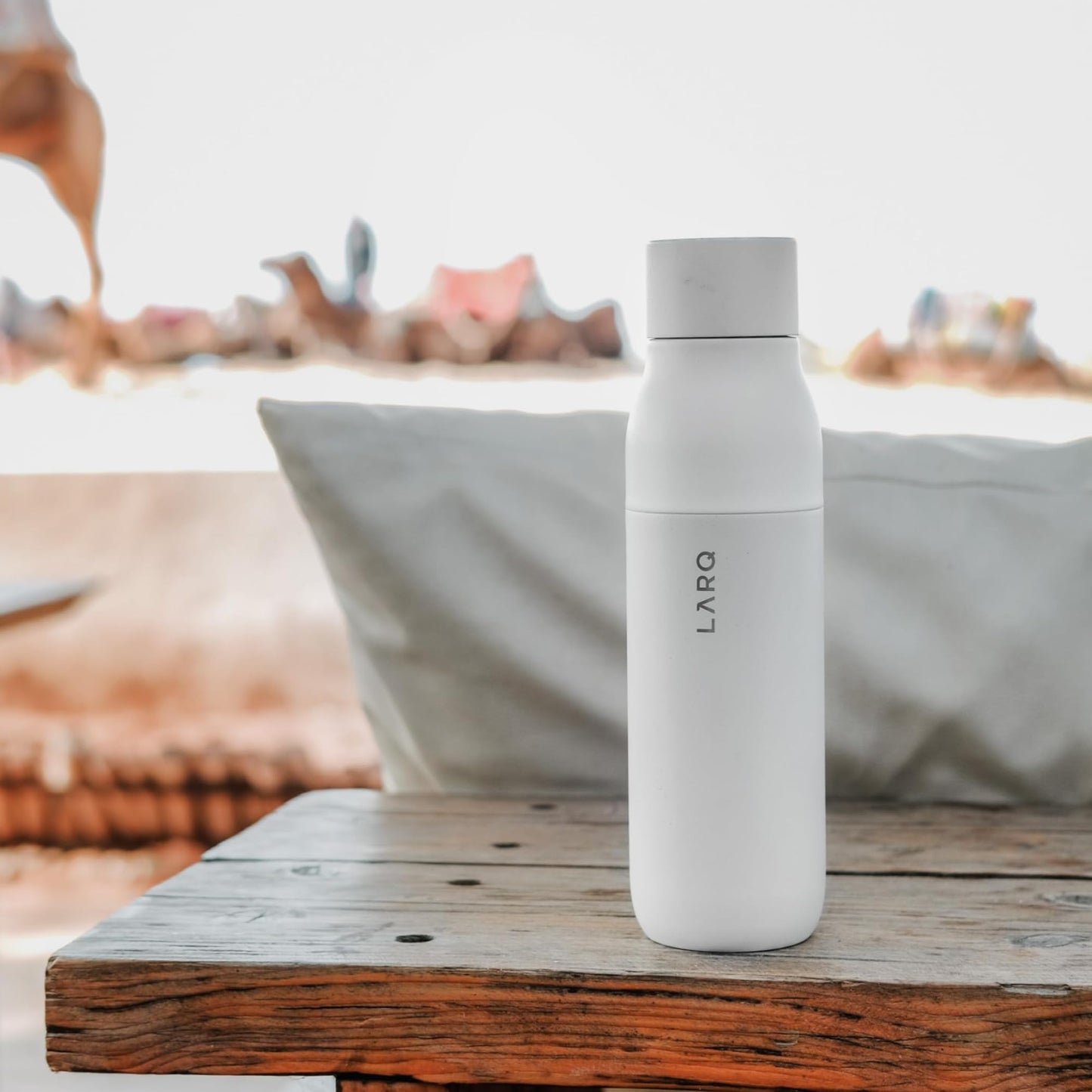 LARQ Bottle PureVis 25 oz - Self-Cleaning and Insulated Stainless Steel Water Bottle with UV Water Purifier and Award-winning Design | Reusable & Travel Friendly, Granite White