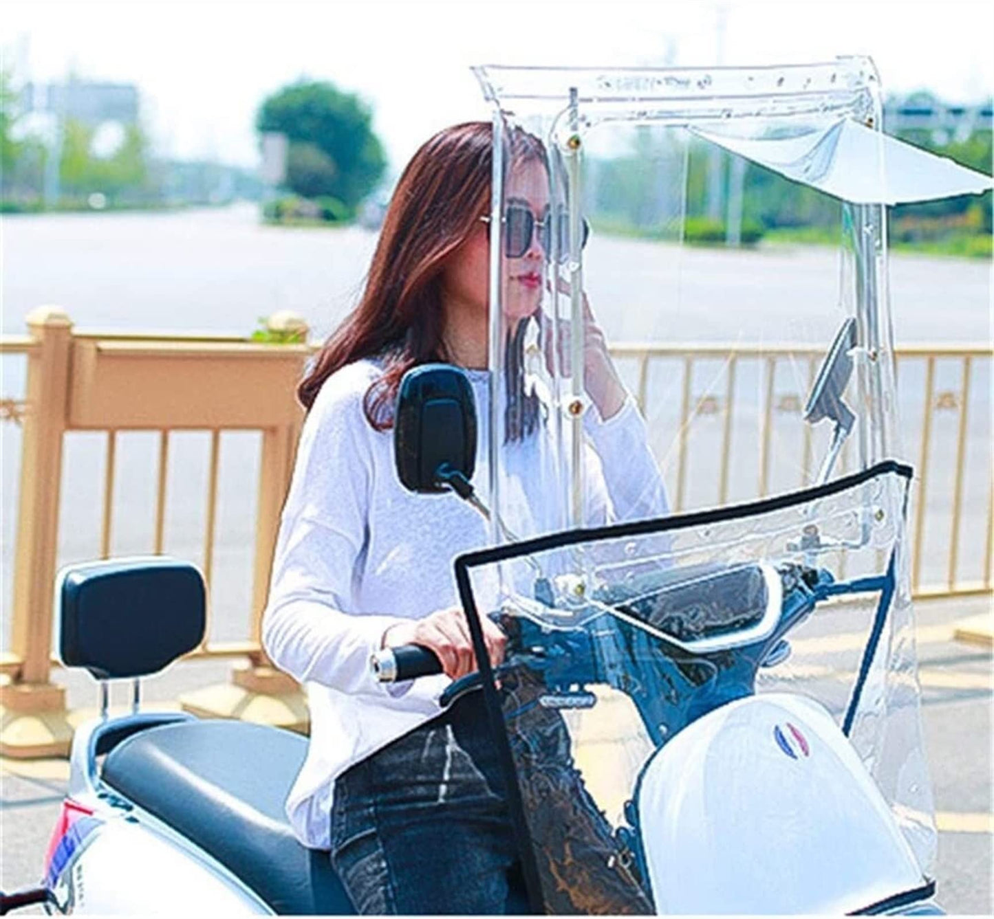 Electric Motorcycle Umbrella Cover,Fully Enclosed Universal Sunshade, Scooter Rain Waterproof Cover, Battery Car Canopy, Sun Visor Windshield-Excluding Vehicles