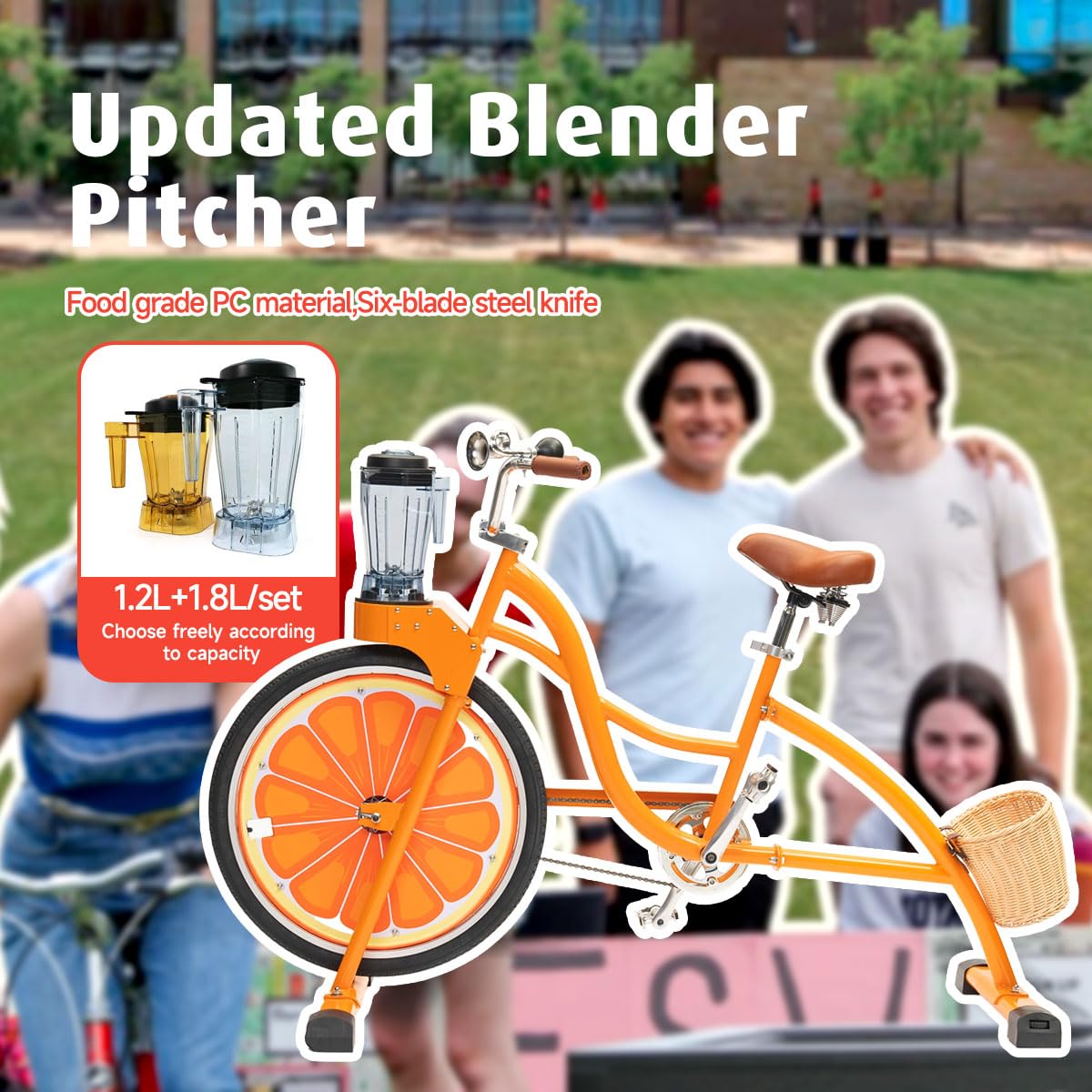 Beach Party Blender Bike - Stationary Smoothie Blender & Juicer Smoothie Bike/customized Cheap juicer blender bike Stationary bike (Orange)
