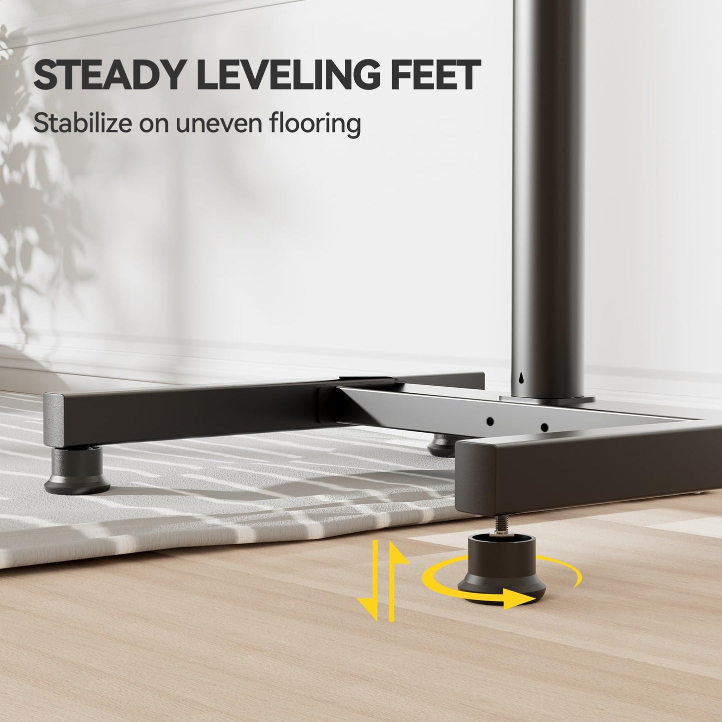 AM alphamount TV Floor Stand for 13-50 inch Flat/Curved TVs up to 44 lbs, 8 Level Height Adjustable Monitor Floor TV Stand with VESA 200x200, Portable TV Mount Stand for Living Room, Bedroom, Office