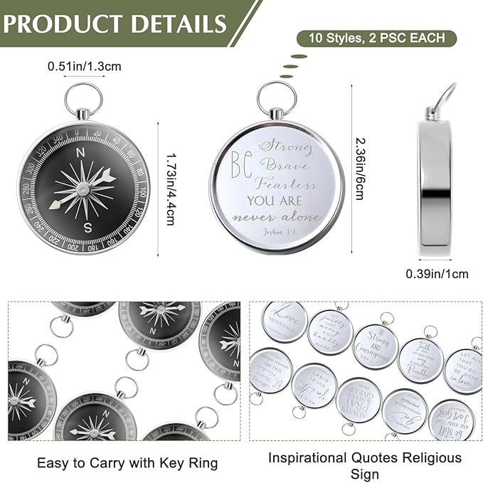 Fumete Christian Gift Compasses Hiking Scripture Religious Bible Vintage Church Sunday School Gift for Student Teacher