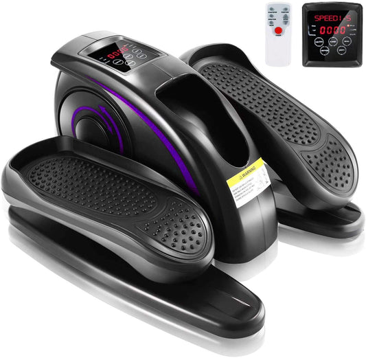 ANCHEER Under Desk Elliptical Machine, Electric Seated Pedal Exerciser, Mini Elliptical Machines for Seniors, LCD Display Monitor, Remote Control, Leg Exerciser for Home (Training Purple)