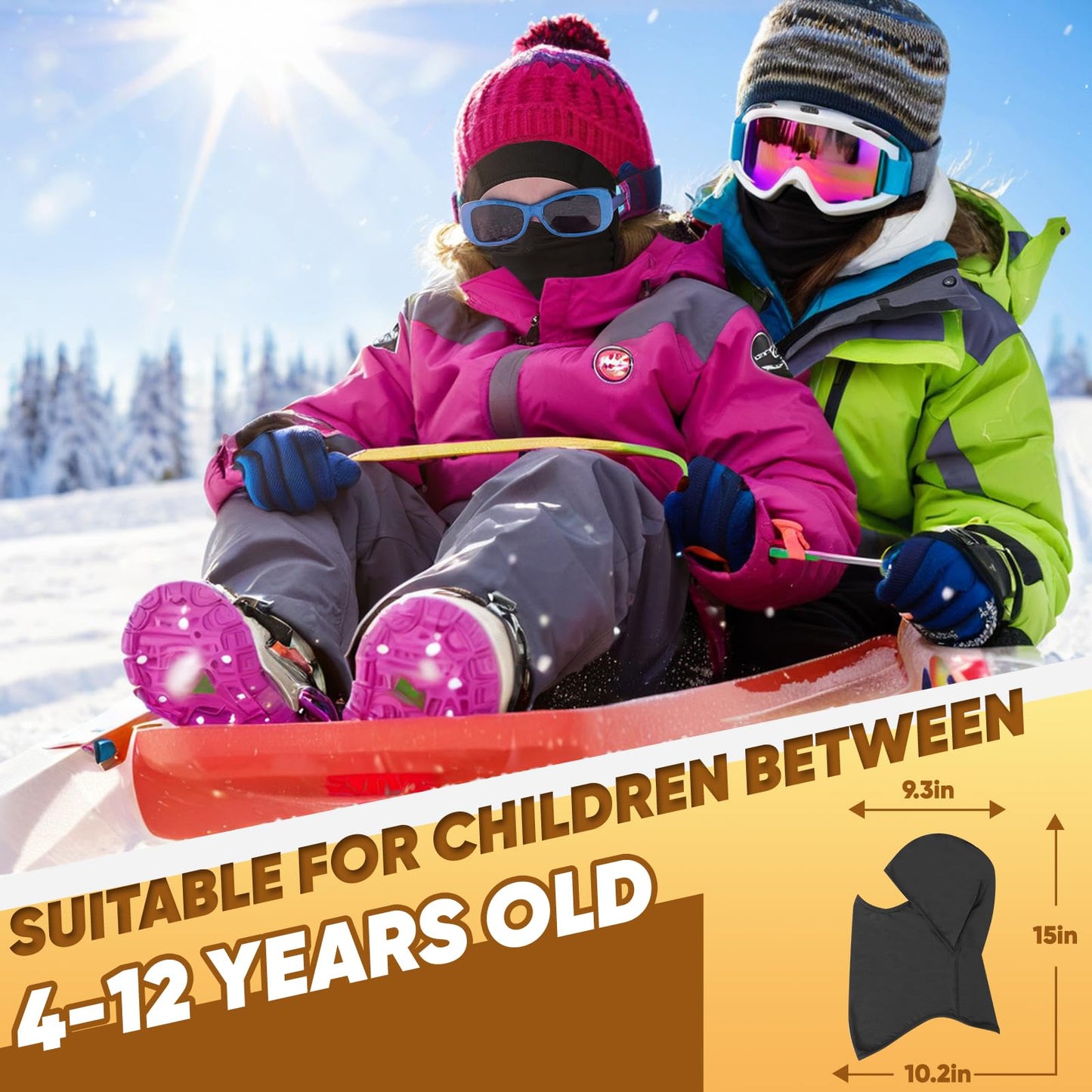 Ameceres Kids Balaclava Ski Mask Cold Weather Windproof Tactical Face Mask Winter for Skiing Snowboarding Cycling (2)