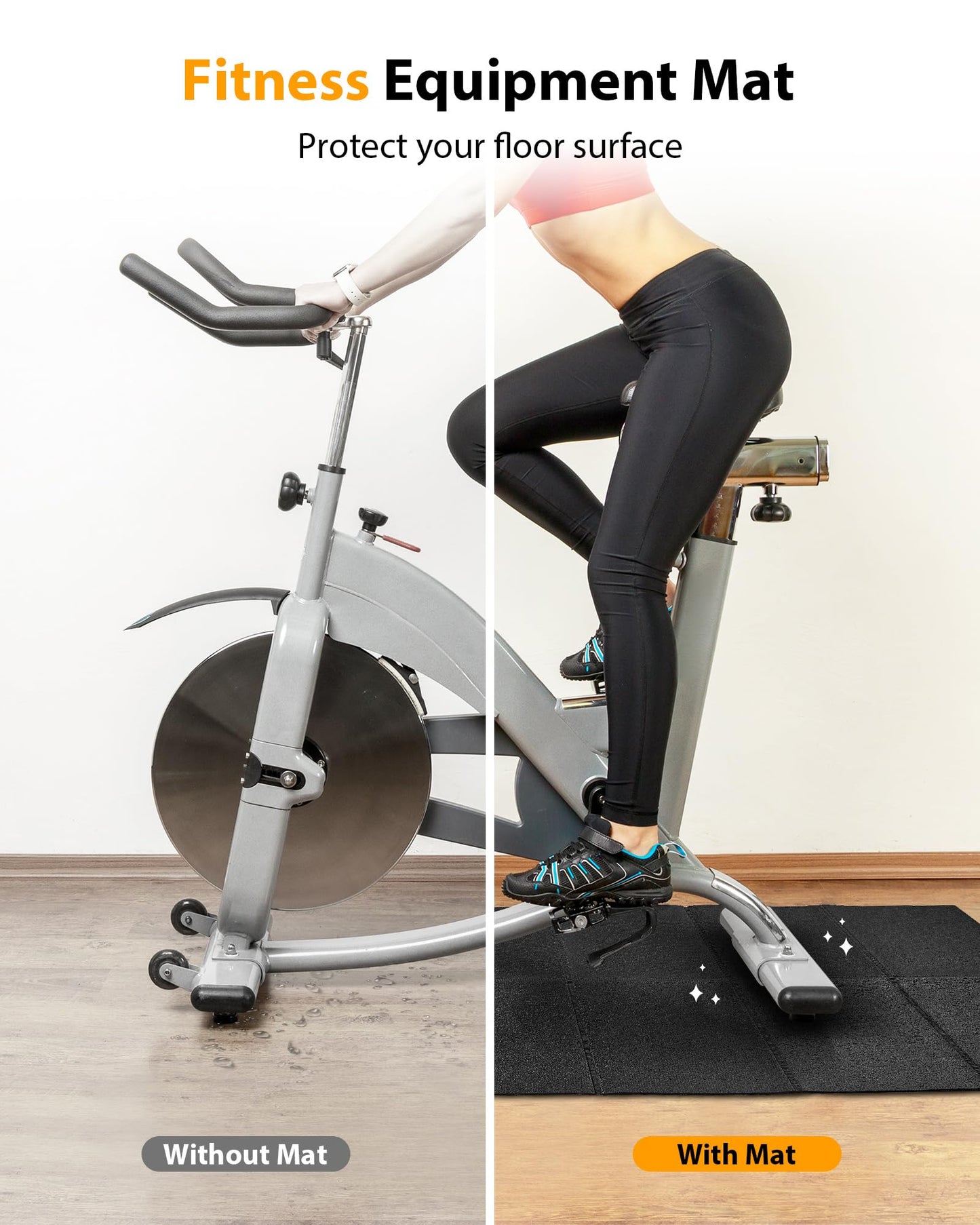 Rellfit Foldable Rubber Treadmill Mat - Exercise Bike Mat with Waterproof Non-Slip Shock Absorption, Exercise Equipment Mat to Protect Floor for Home Gym Workout