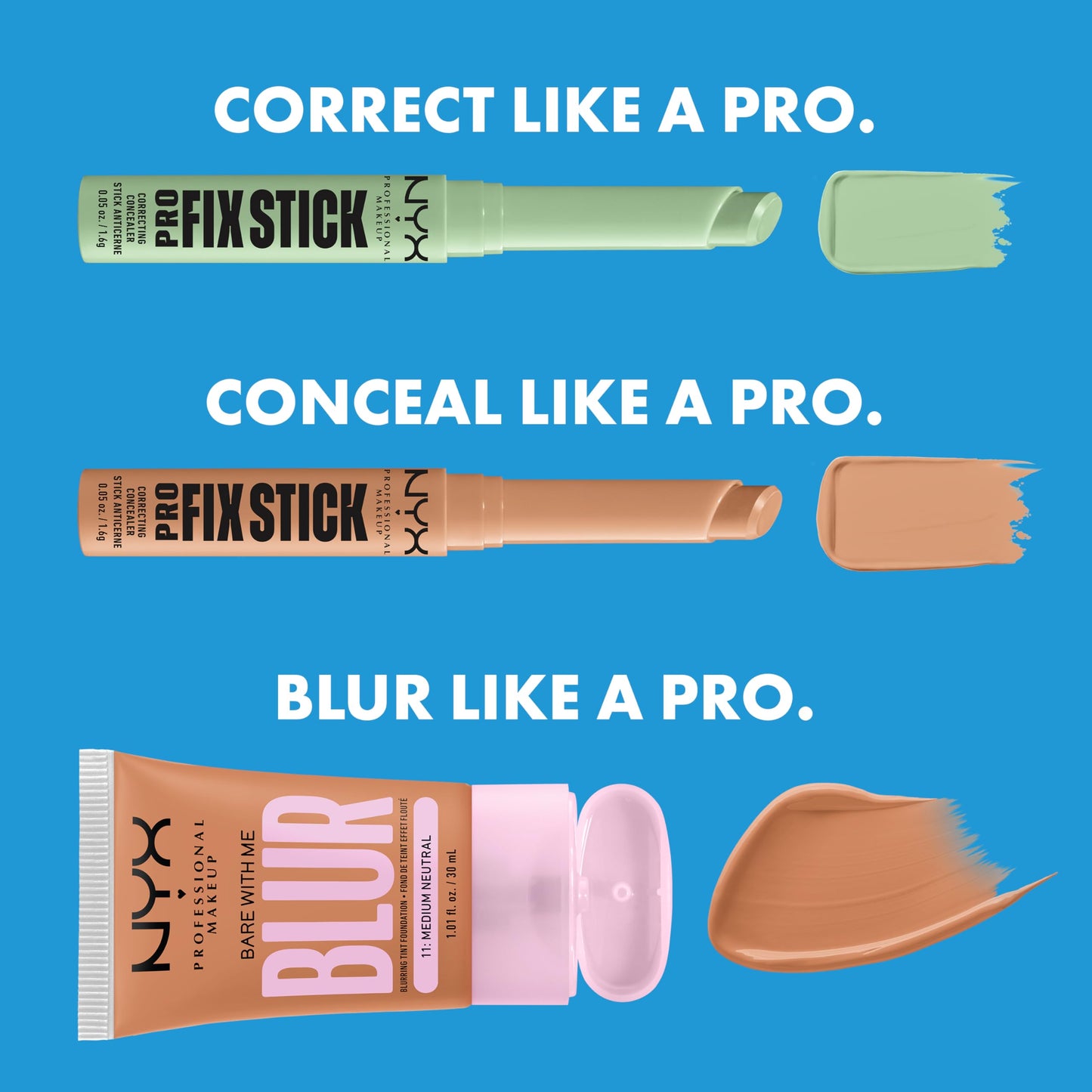 NYX PROFESSIONAL MAKEUP Pro Fix Stick Correcting Concealer, Buildable Medium Coverage Concealer Stick - Alabaster