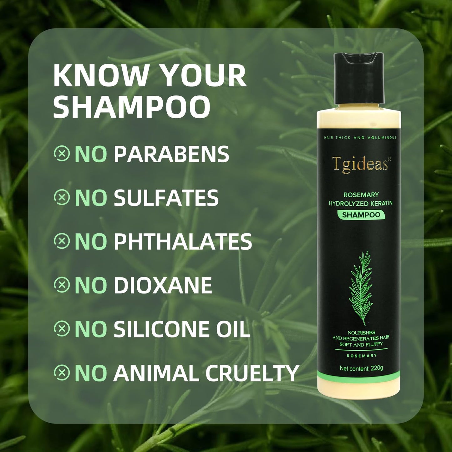 Organic Rosemary Hair Growth Shampoo for Women and Men-Natural Thickening & Strengthening Shampoo with Hydrolyzed Keratin for Thinning Hair & Hair Loss 7.4 fl.oz - 2 Packs