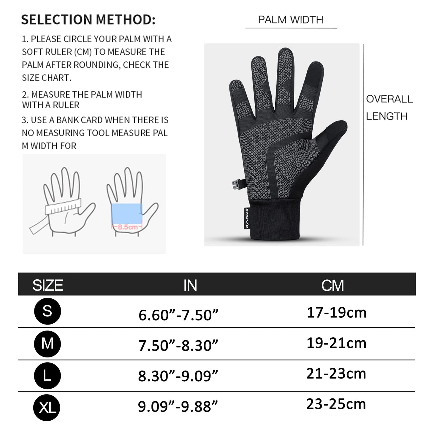 TEMEI Winter Warm Gloves, Thin Windproof Waterproof Thermal Glove, Non-Slip Palm, Flexible Touch Screen Finger Gloves for Men and Women Cold Weather Bike,Motorcycle,Hiking,Snow (Black, X-Large)