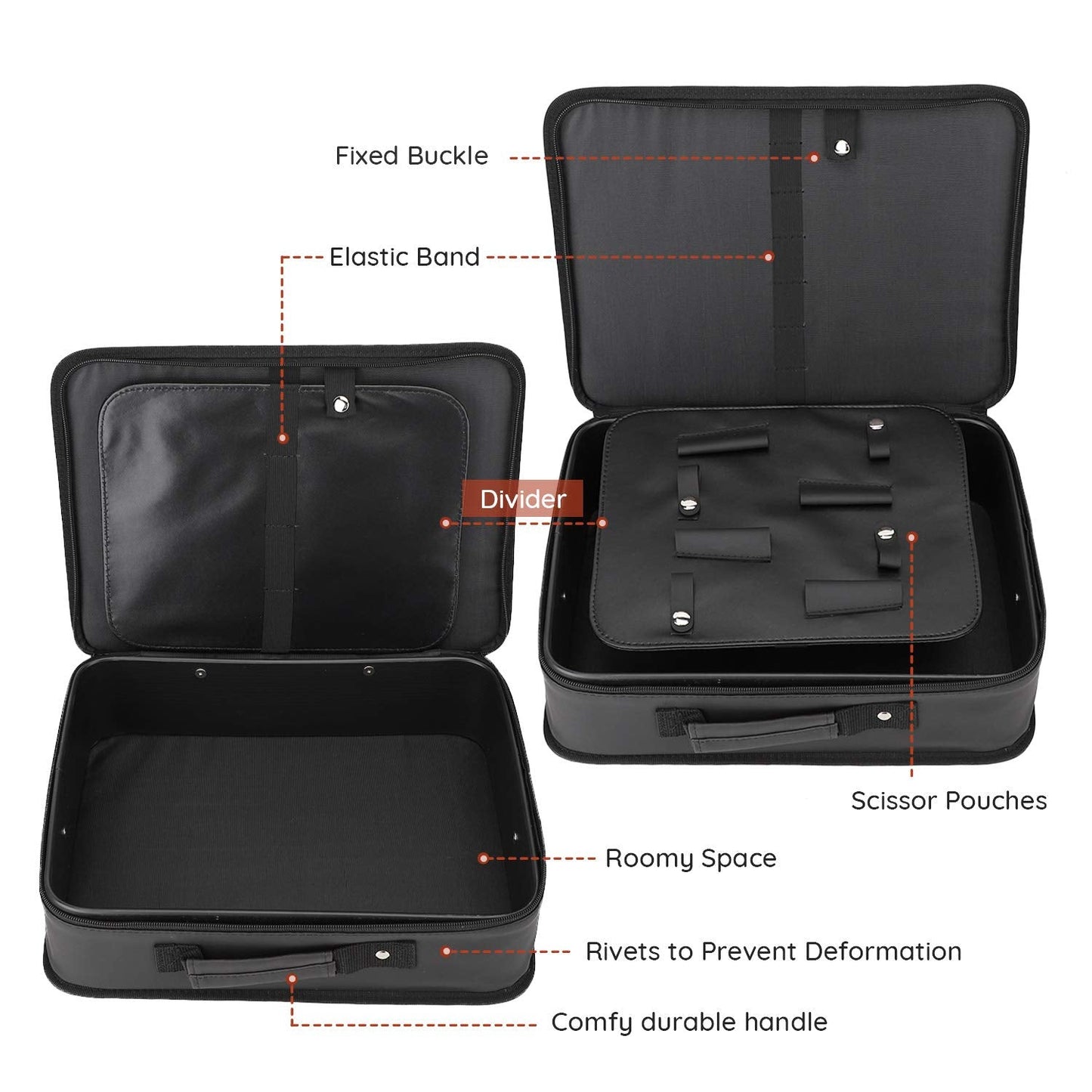 Segbeauty Barber Tool Case with Shoulder Strap, Large 10.8 x 14.6 x 4.3 in Hair Styling Travel Bag, Professional Salon Hair Cutting Grooming Kit Storage Organizer for Hair Dryer, Clippers, Scissors