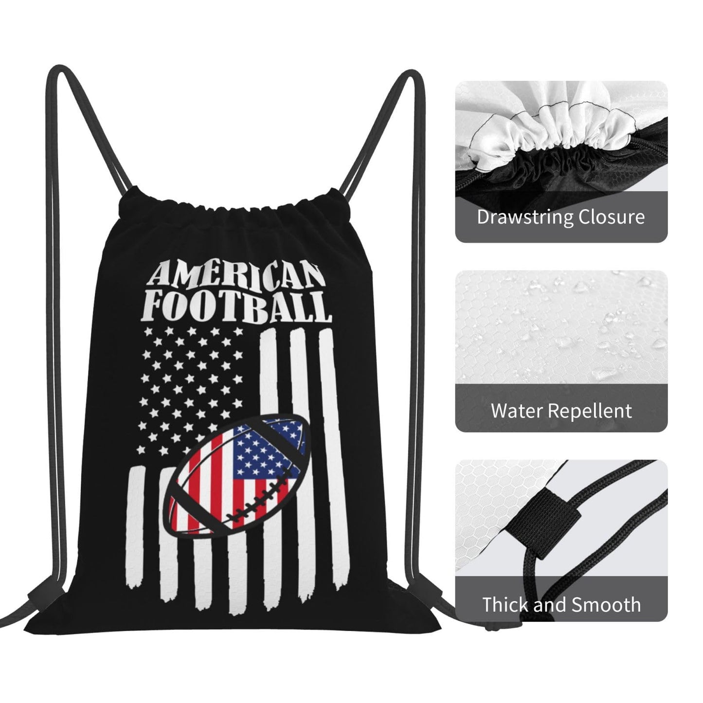 AIMASTZ American Football Unisex Drawstring Backpack Bag Sport Gym Swim Travel Sackpack