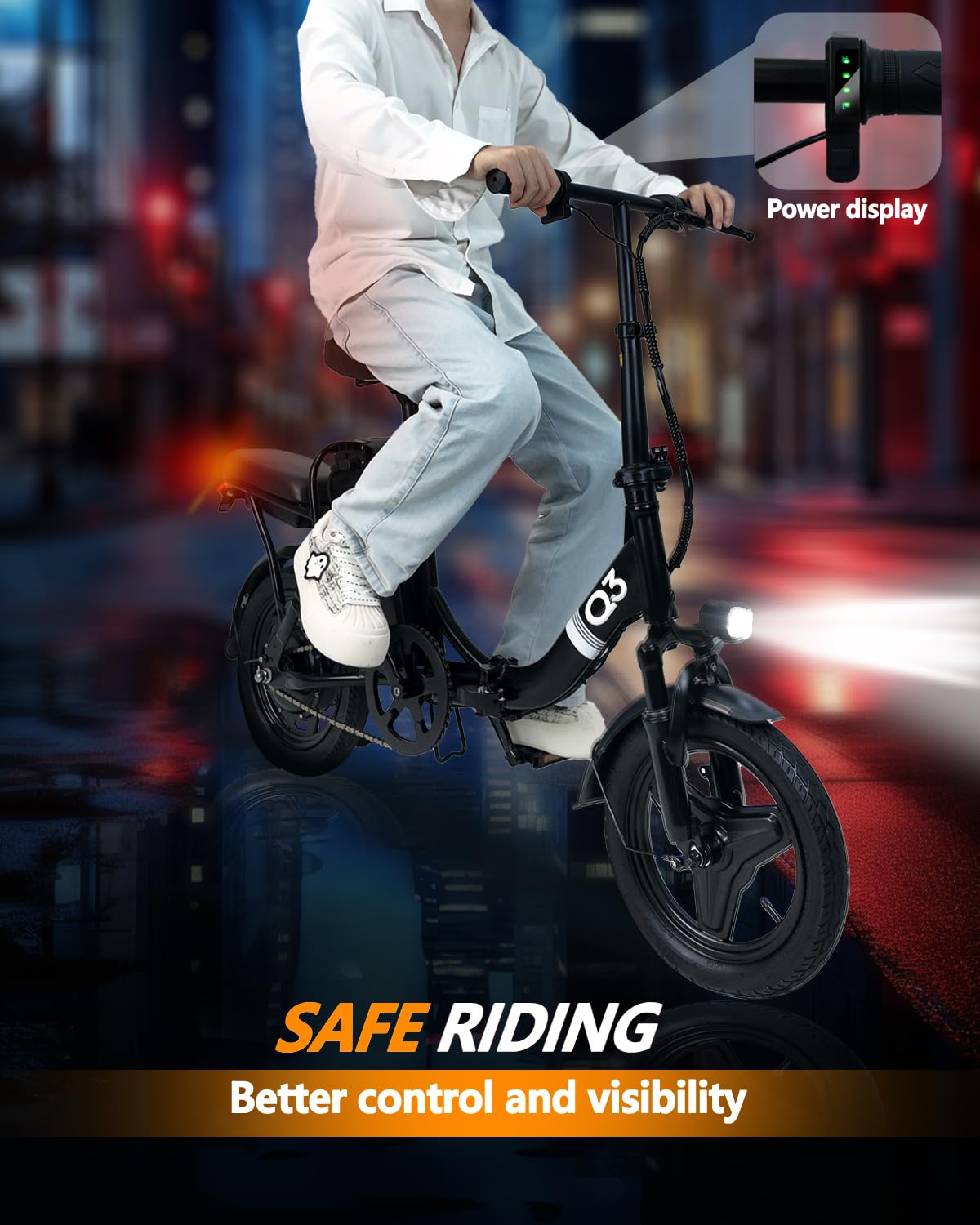 Electric Bike for Adults, 14" Folding 500W Motor Ebike with 48V 12AH Removable Battery, 20+ Miles Max Range, 20MPH Max Speed, City Commuter Bicycle