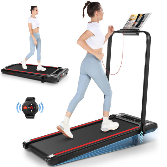 ANCHEER Under Desk Treadmill with Incline, 300lbs Capacity, 2.5HP Folding Treadmill for Home/Office, 3 in 1 Foldable Design with Remote Control, Black