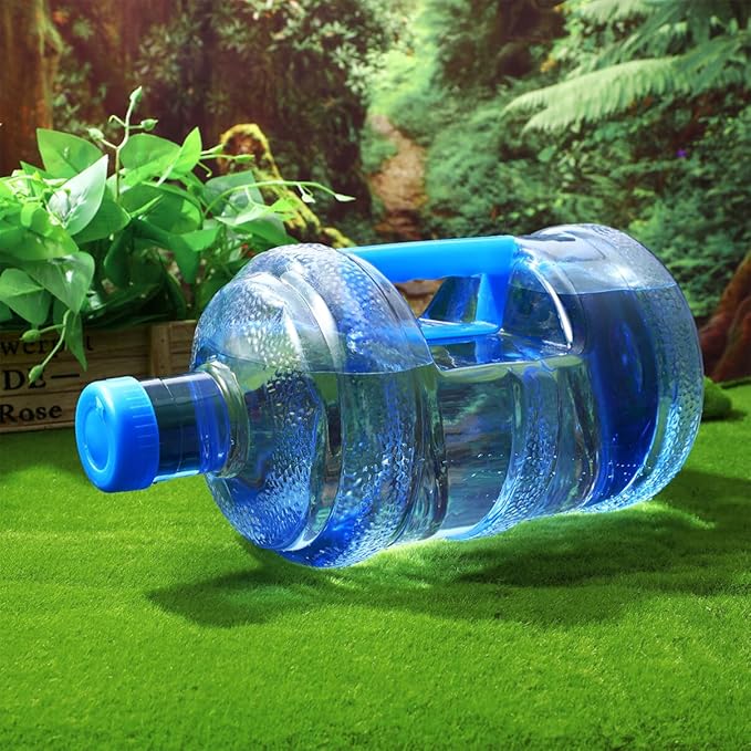 Baluue 5L Water Bottle with Screw Cap, Food Grade Mineral Water Bottle Jug Container Carry Handle for Sports Outdoor Travel Camping Residential Commercial Use Supplies