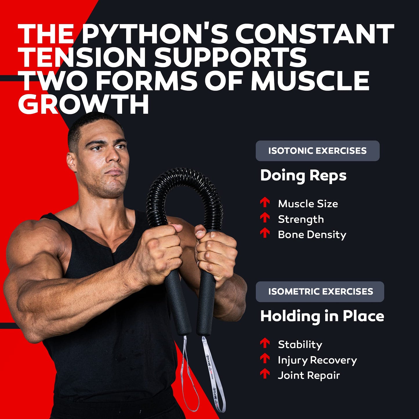 Python Power Twister Bar - Upper Body Exercise for Chest, Shoulder, Forearm, Bicep and Arm Strengthening Workout Equipment by Core Prodigy (40-100 lb)