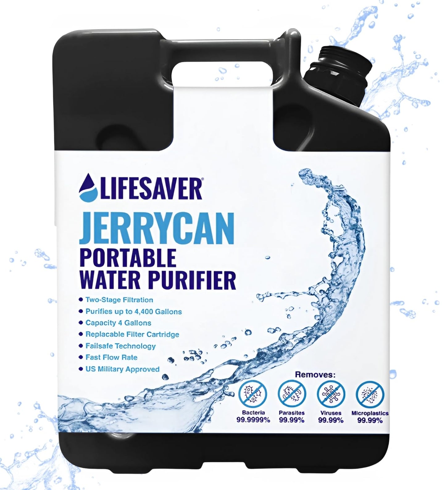 Lifesaver Jerrycan Water Purifier - Military Spec, Heavy Duty Water Purifier for Overlanding, Camping, Hiking, Emergency Preparedness and Survival Kit (Army Green) (Black)