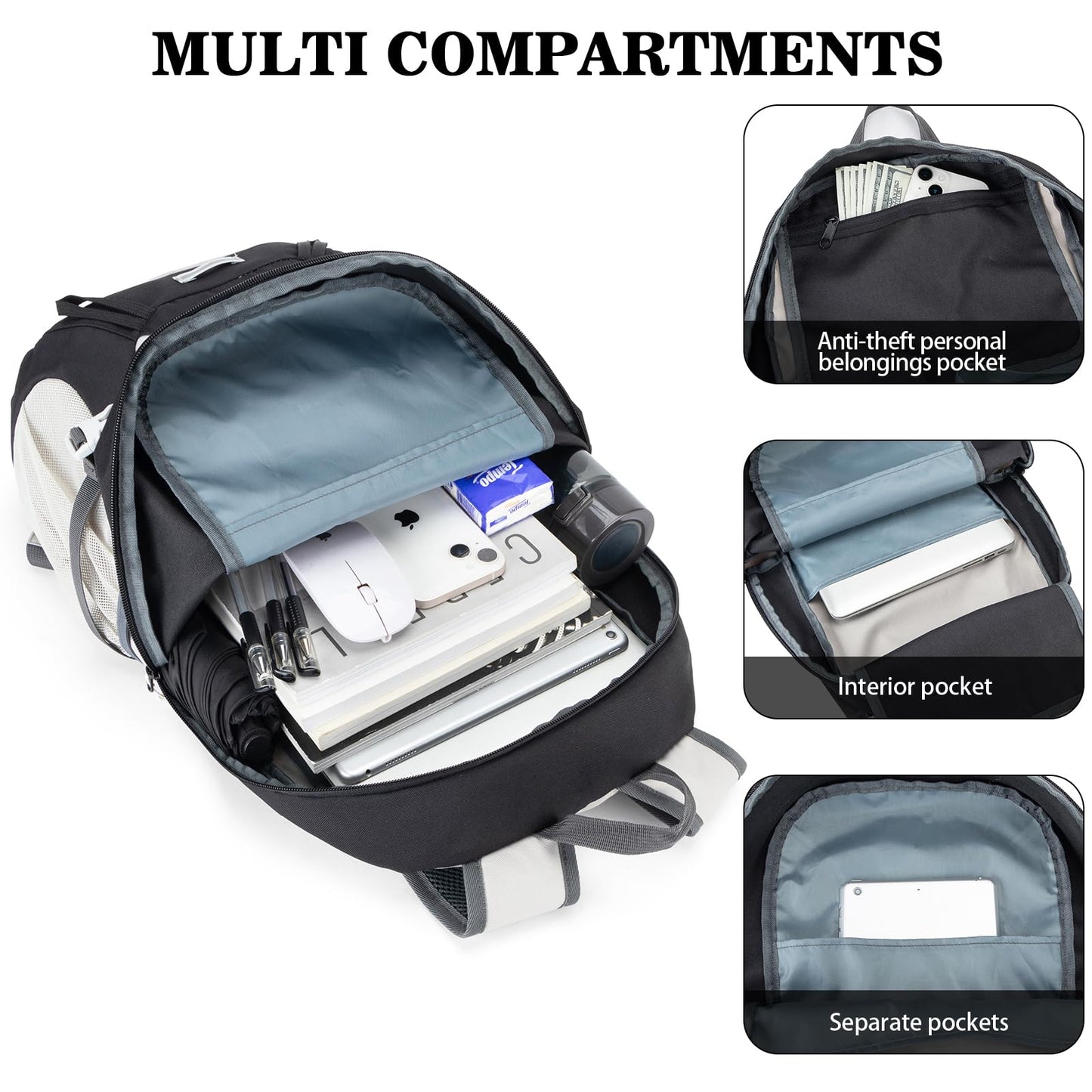 BAGPARKK Hiking Backpack,Large 35L Travel Backpacks for Men Women,Water Resistant Ultra Lightweight Foldable Packable Camping Daypack for Outdoor Sports