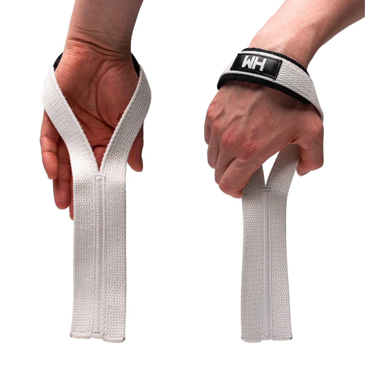 Weightlifting House Weight Lifting Straps. Wrist Straps for Olympic Weight Lifting, Snatch, Pulls and Deadlifts for both Men and Women (White)