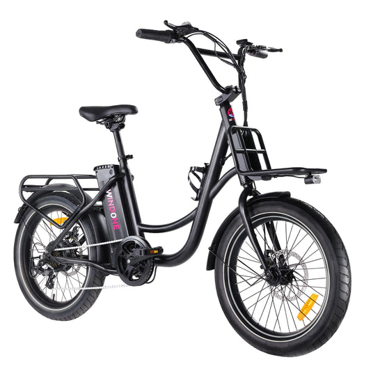 Windone E20 Electric Bike for Adults, Max 20 MPH Speed & 40 Miles Range, 20''×3.0'' Tire and 350W Motor Electric Bicycle, 7 Speed Shimano for Urban Commuters, Removable Battery, Ebike