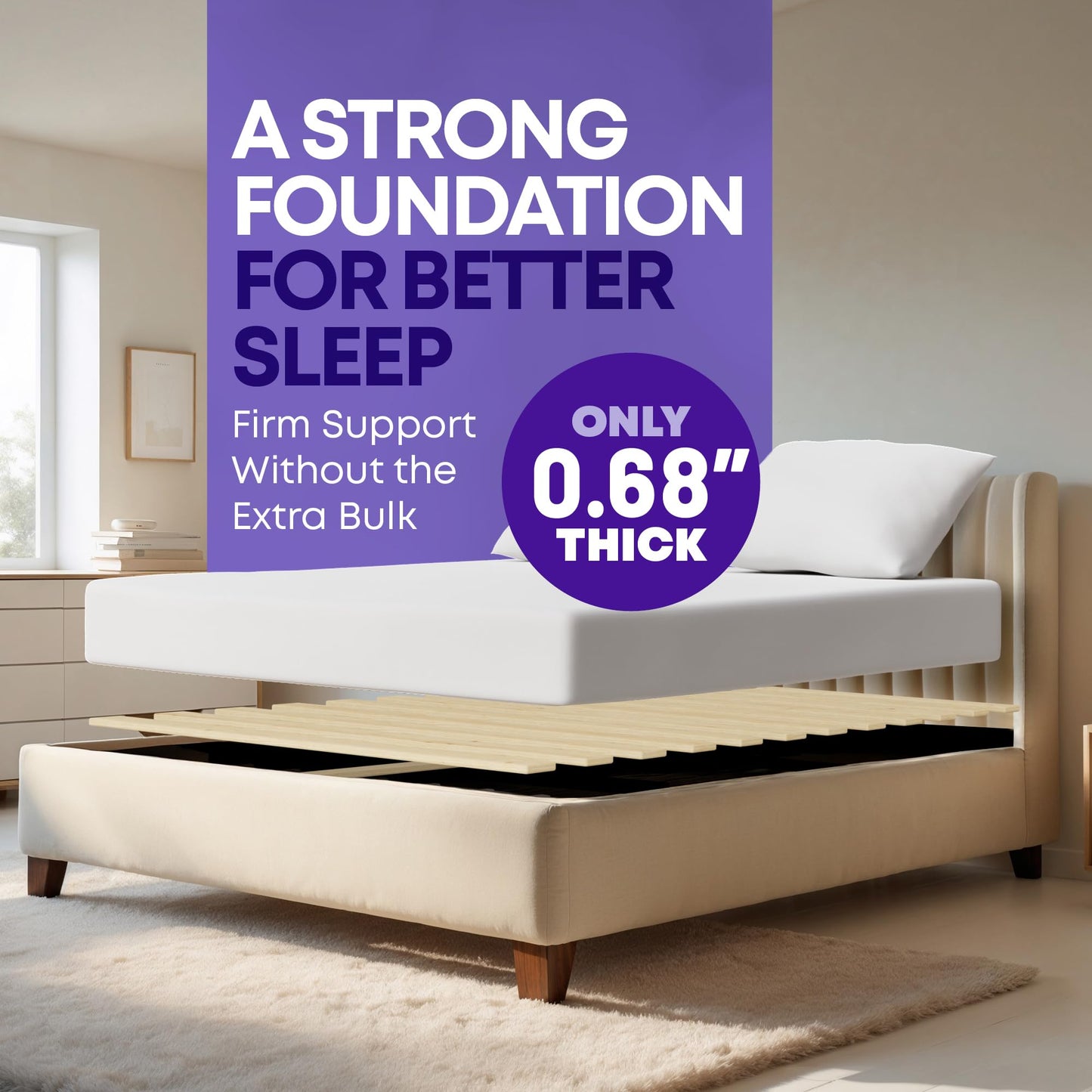 Greaton, Wooden King Bed Slats for Support Under Mattress – Replacement Wood Slats for King Size Bed Frame – Under Mattress Support Without Extra Height – 3.38 Standard Width