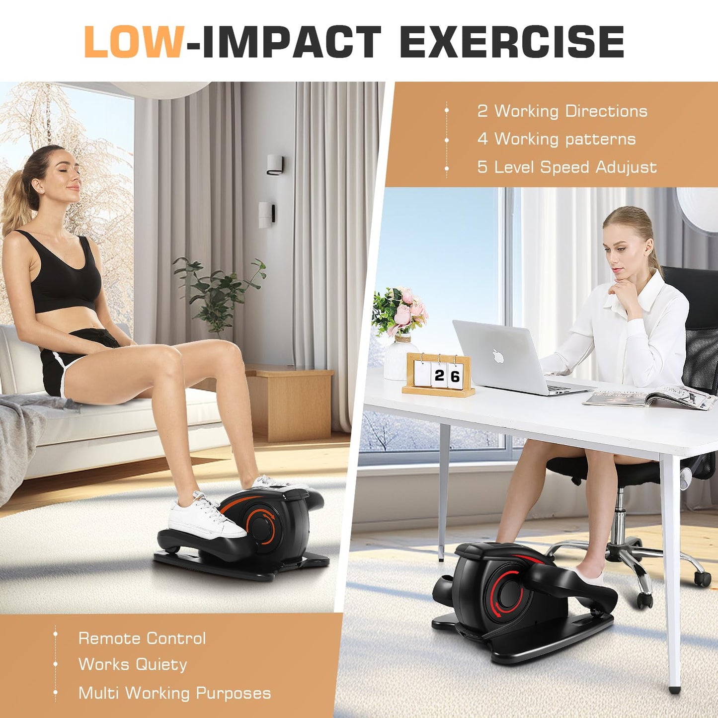 ANCHEER Under Desk Elliptical Machine, Electric Seated Pedal Exerciser, Mini Elliptical Machines for Seniors, LCD Display Monitor, Remote Control, Leg Exerciser for Home (Training Green)