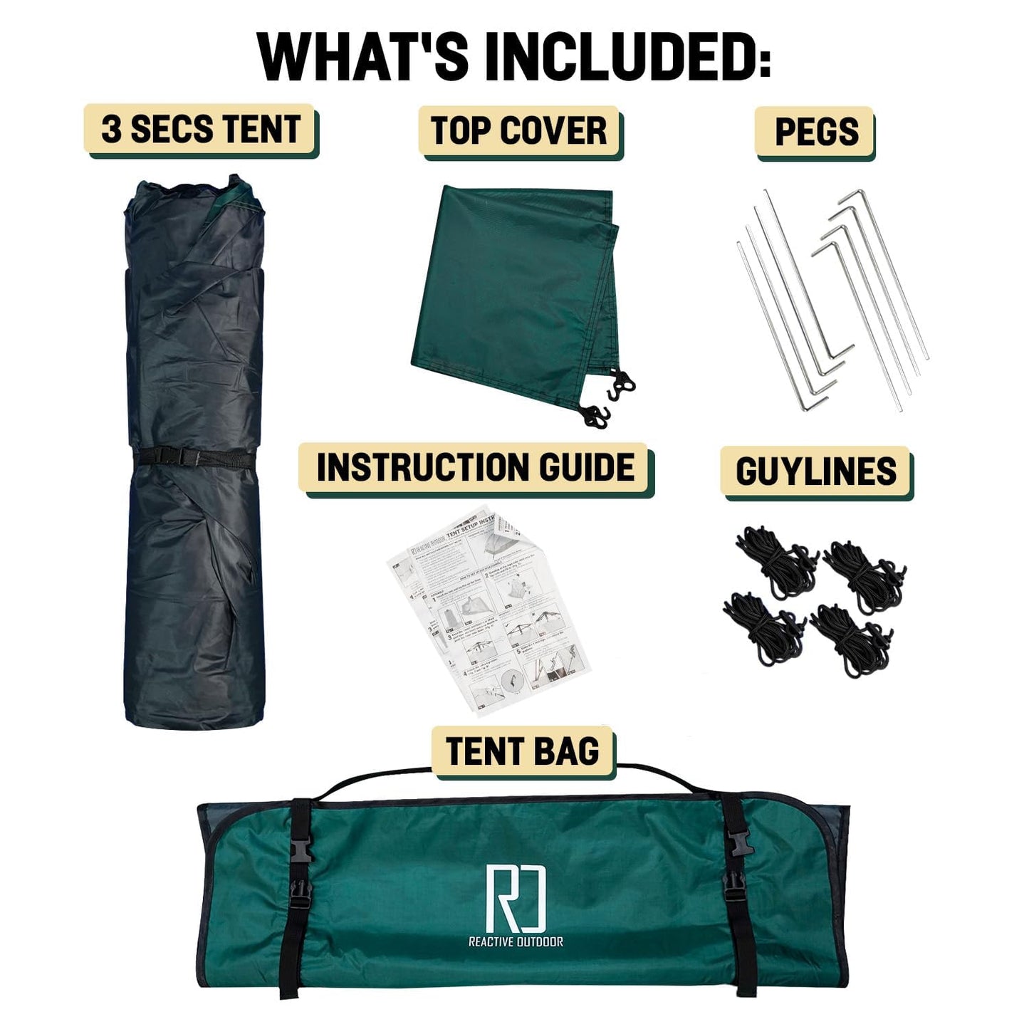 Reactive Outdoor Tent - 3 Second Tent - 3 Sec Instant Pop Up Tent - Easy and Quick Setup Camping Tent - 1 Person Setup Waterproof Double Layer Outdoor Camping Tent (Small (1-2 Person))