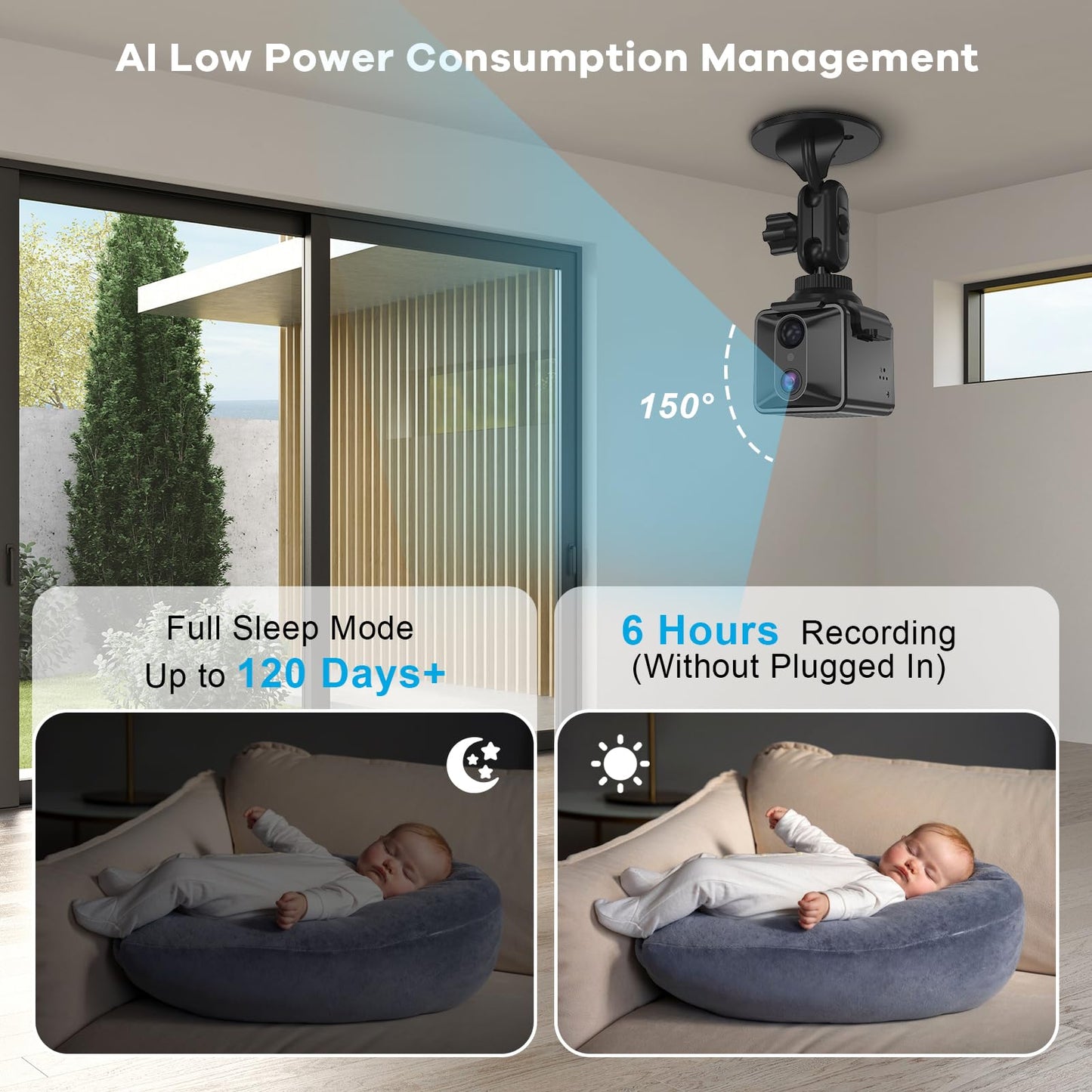 Anlork Mini WiFi Hidden Camera 2K HD Wireless Nanny Portable Security Cameras, Motion Detection Alerts, Auto Night Vision, 120 Days Standby,Cloud Storage, Surveillance Cam for Home Indoor