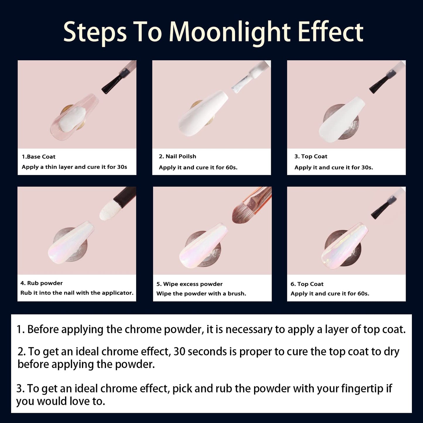 Allstarry Unicorn Chrome Nail Powder, Aurora Mermaid Iridescent White Pearl Nail Chrome Powder Pigment Glitter Fairy Dust for Nail Art, Manicure, Gel Nail Polish - Moonlight White