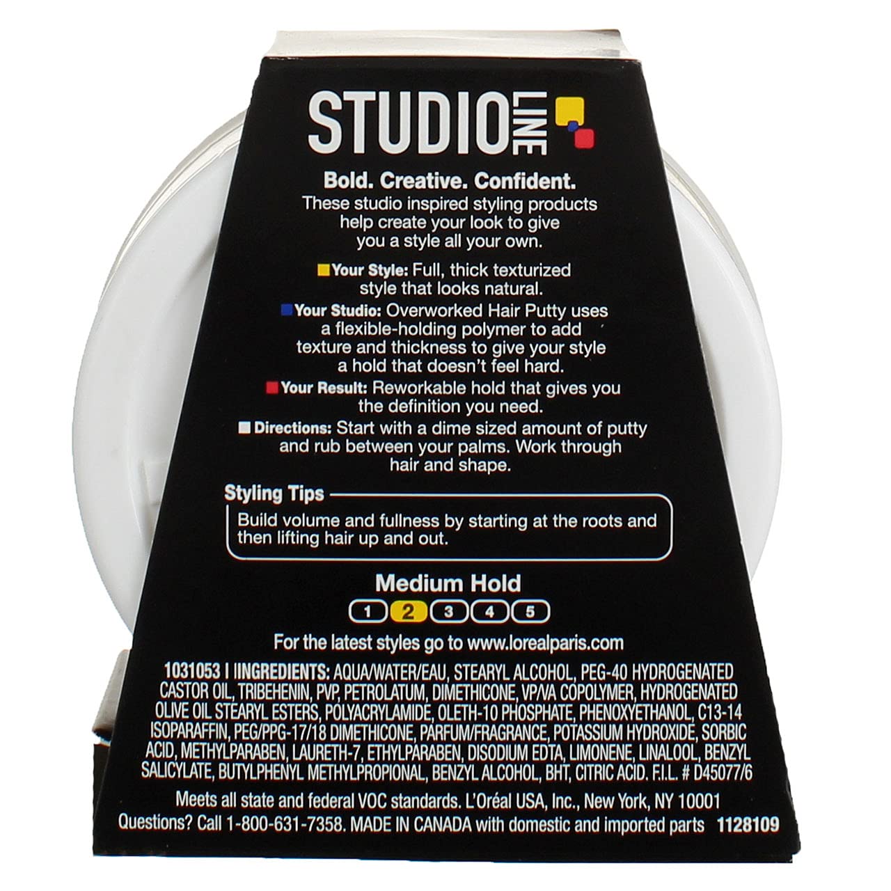 L'Oreal Paris Studio Line Overworked Hair Putty, 1.7 Ounce (Pack of 5)